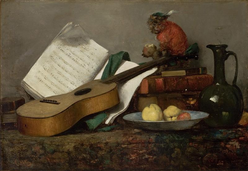 Antoine Vollon Still Life with a Monkey and a Guitar